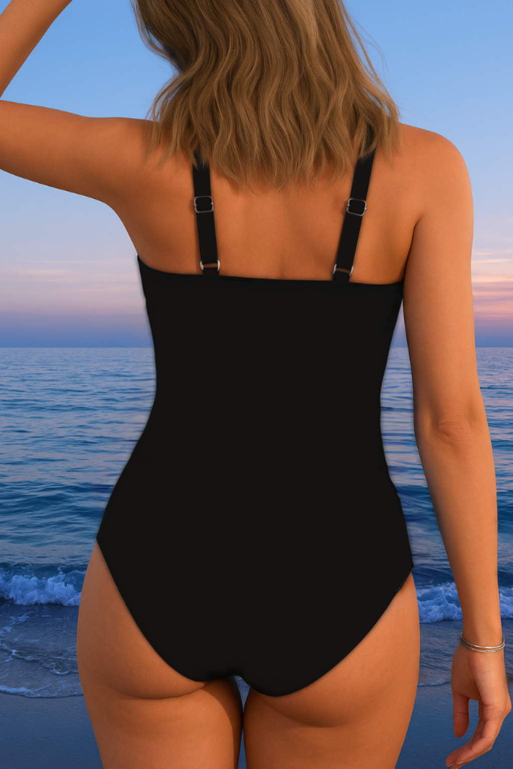 Azure Print Wrap One-Piece Swimsuit