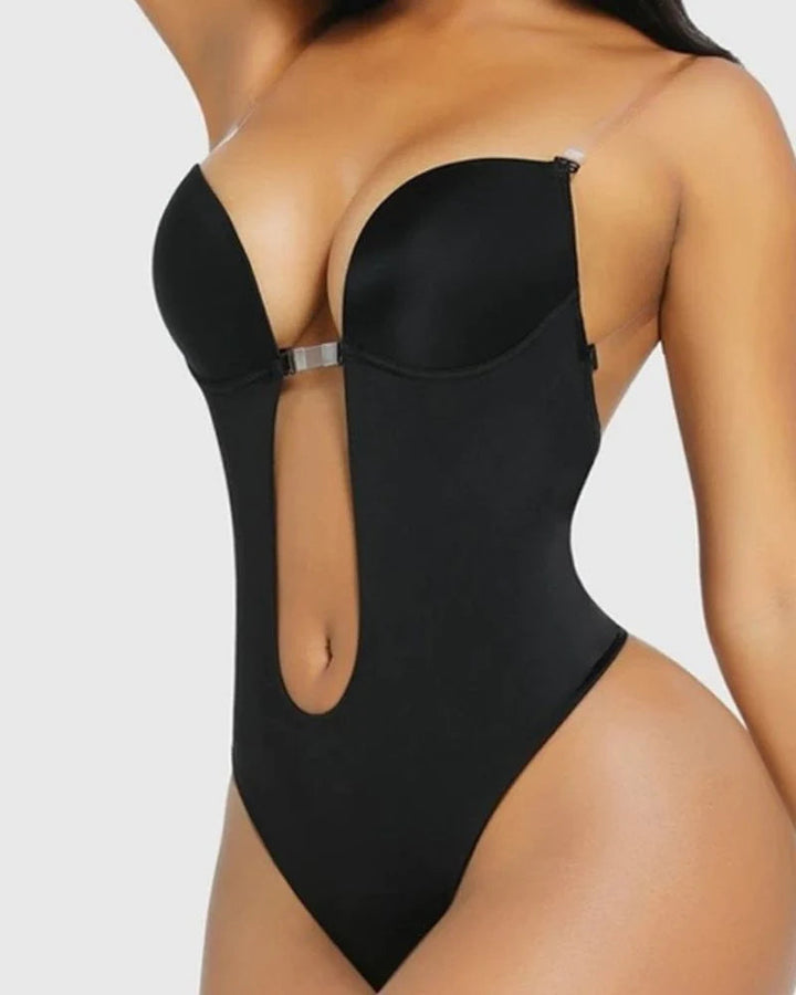Elorie Deep Plunge Backless Shaping Bodysuit