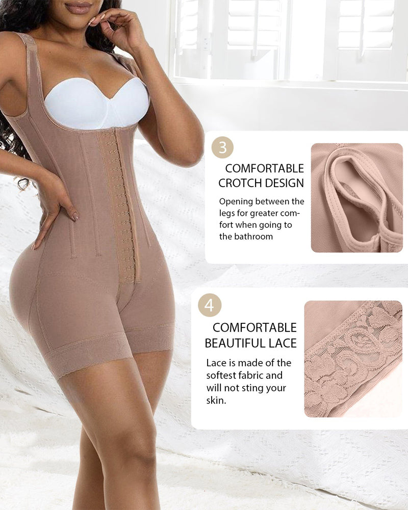 Henley Open-Bust Contour Shapewear Bodysuit