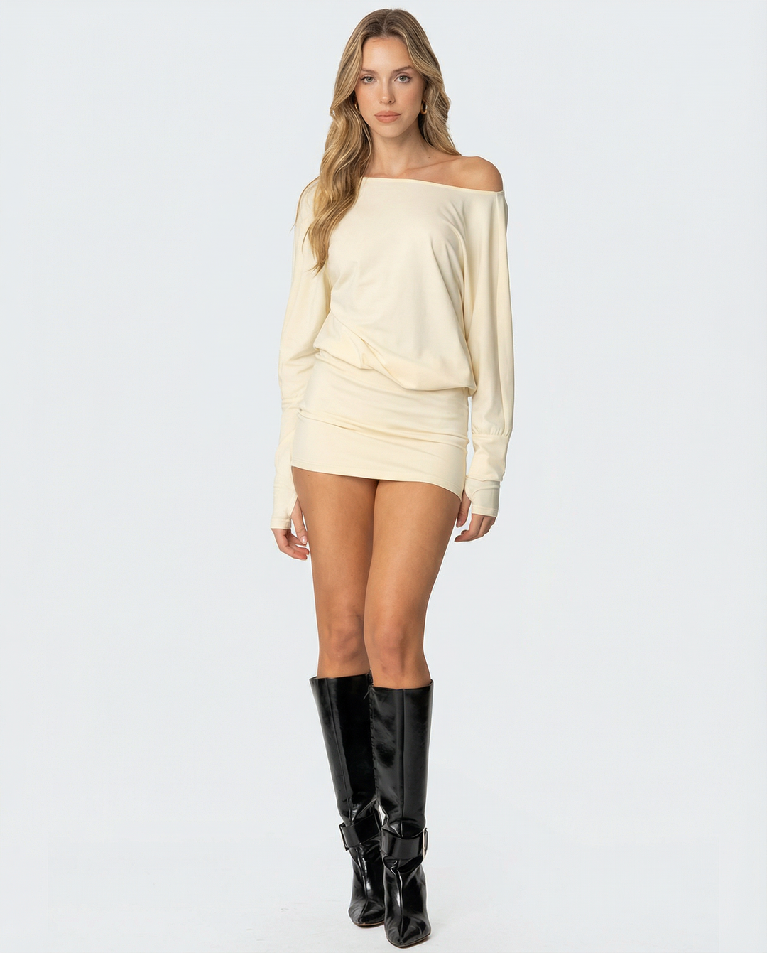 Reina Off Shoulder Blouson Mini Dress