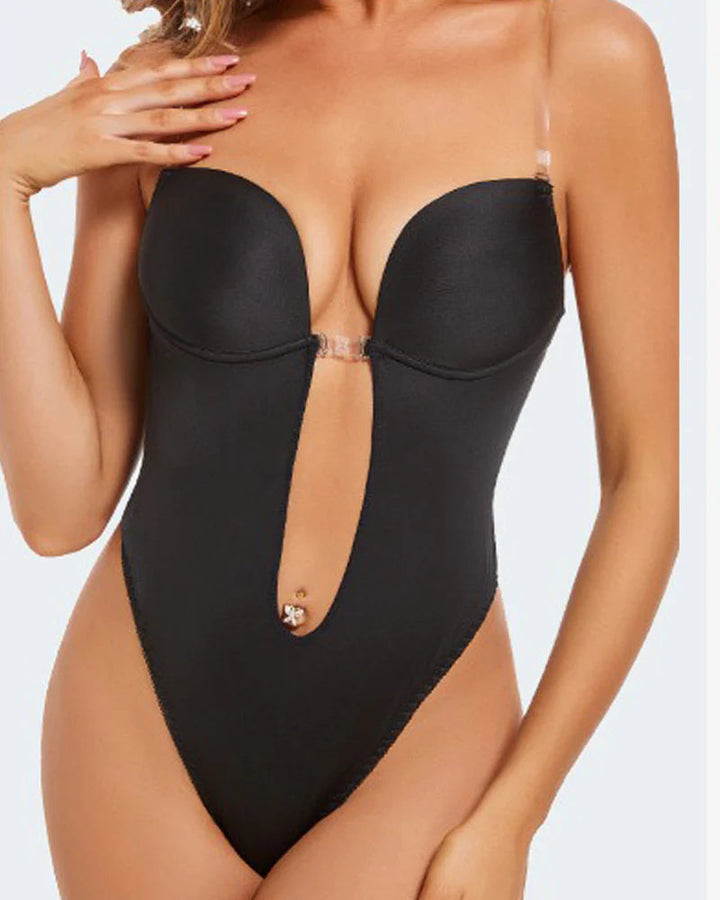 Elorie Deep Plunge Backless Shaping Bodysuit
