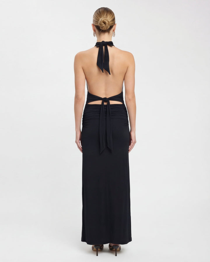 Amy Plunge Halter Maxi Dress