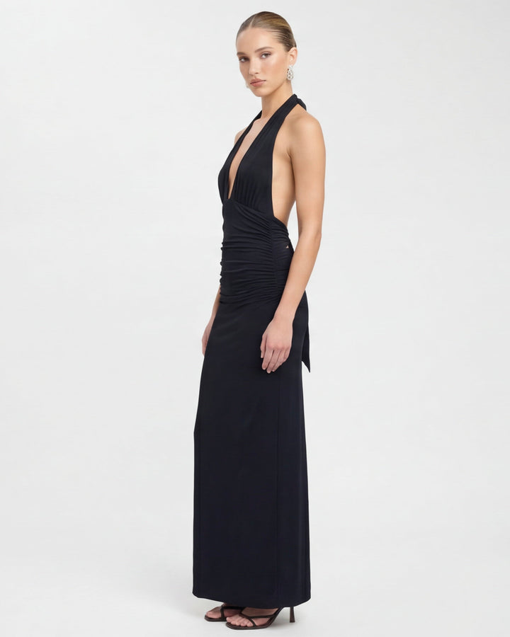 Amy Plunge Halter Maxi Dress