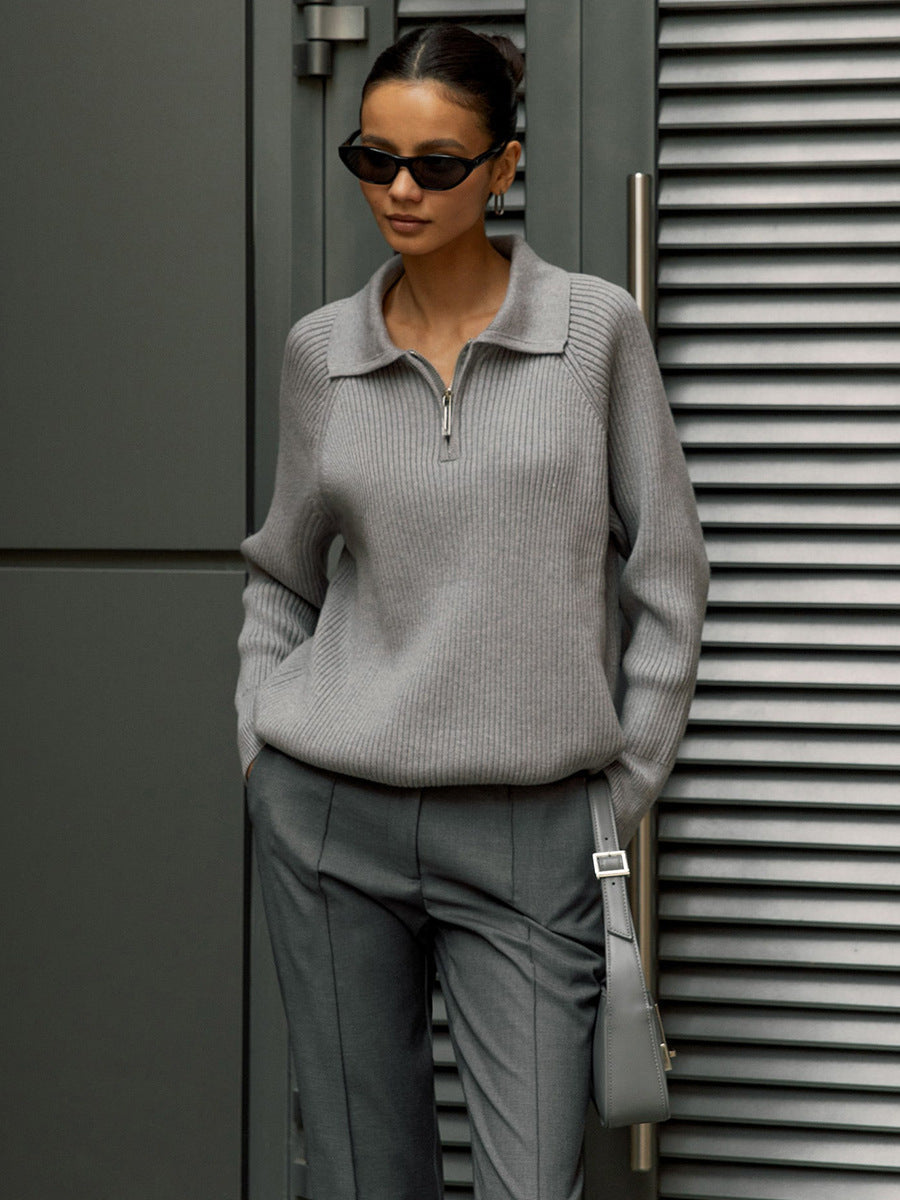 Meldy Half-Zip Rib Sweater