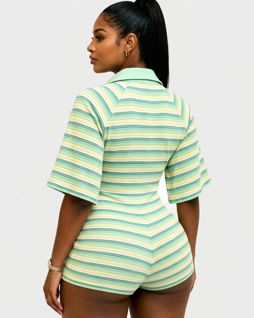 Ashleigh Striped Zip Front Romper