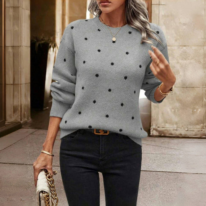 Inez Polka Dot Crew Neck Sweater