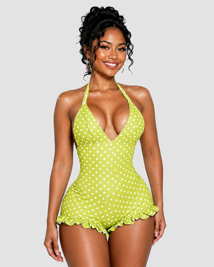 Ella Polka Dot Halter Swim Dress