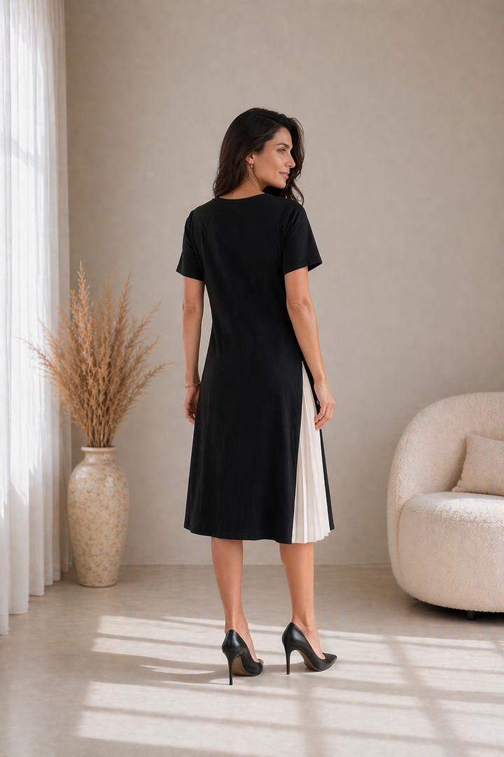 Nayeli Pleated Panel Midi Dress