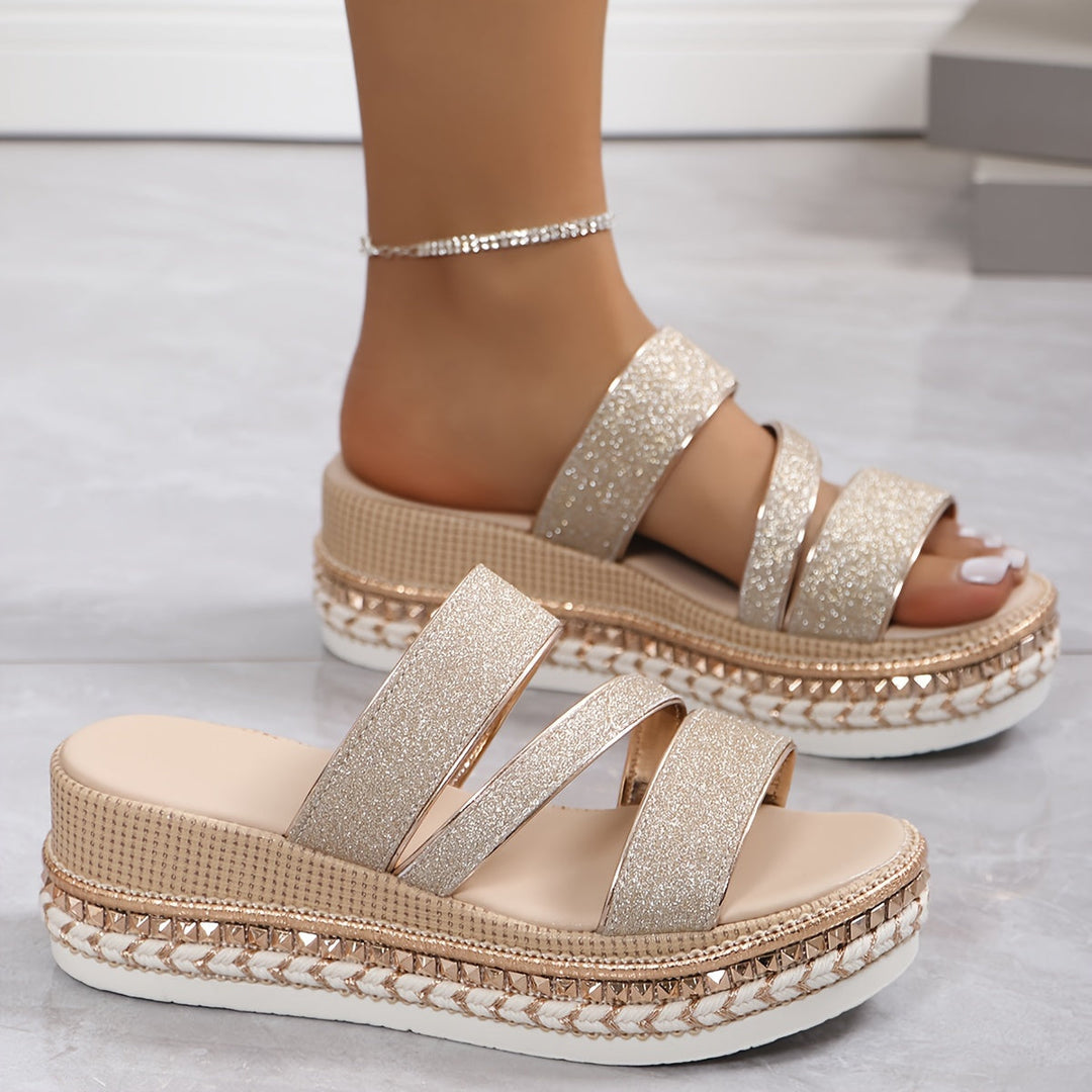 Pamela Shimmer Slide Sandals