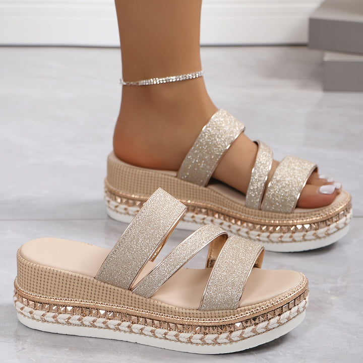 Pamela Shimmer Slide Sandals