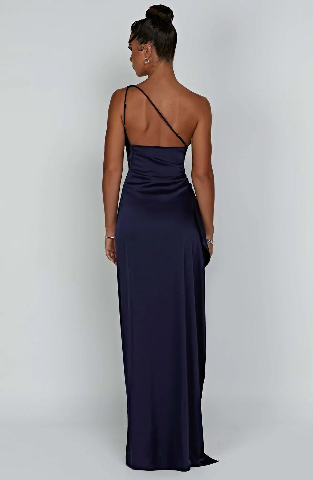 Scarlet One-Shoulder Satin Maxi Dress