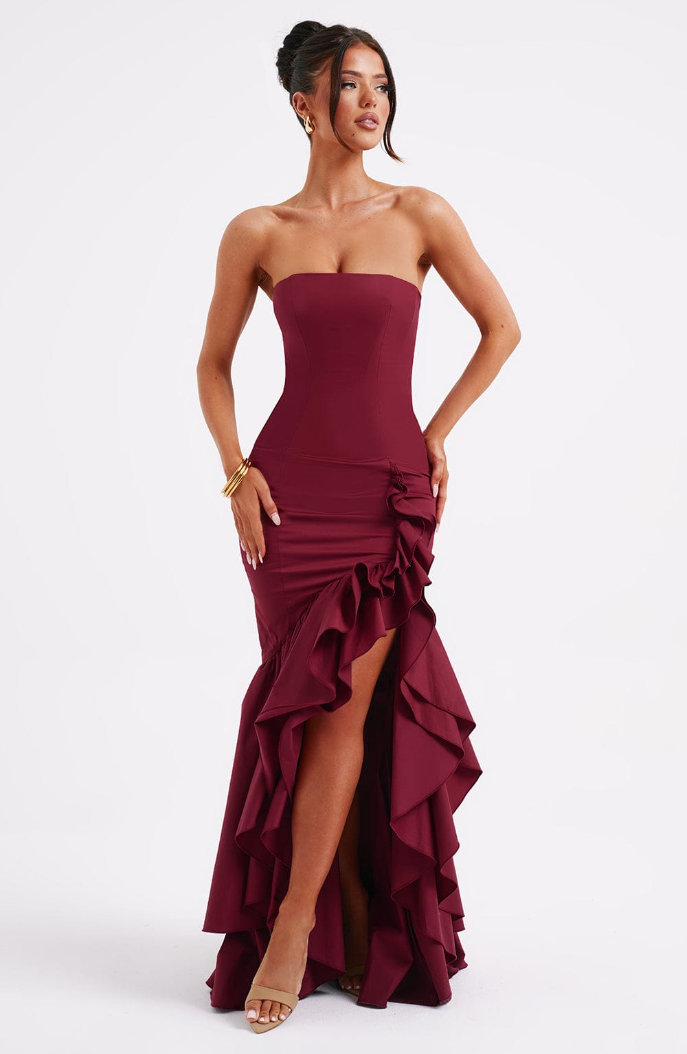 Kylie Ruffle Hem Maxi Dress