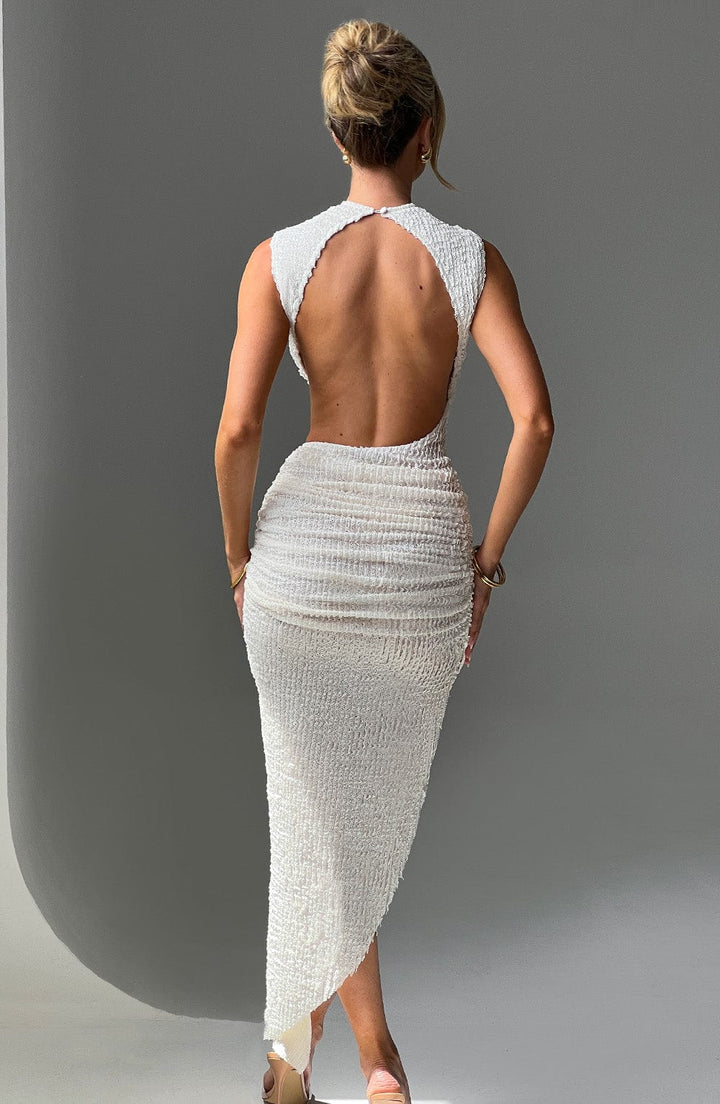 Millen Open Back Textured Midi Dress