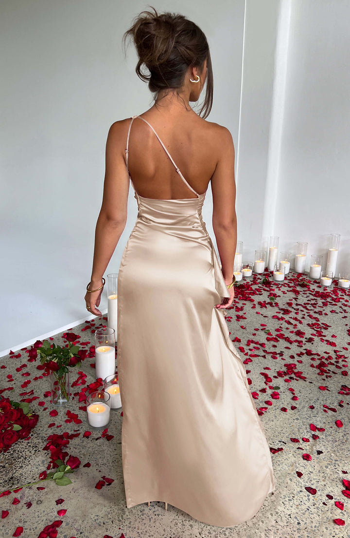 Nori One Shoulder Satin Maxi Dress