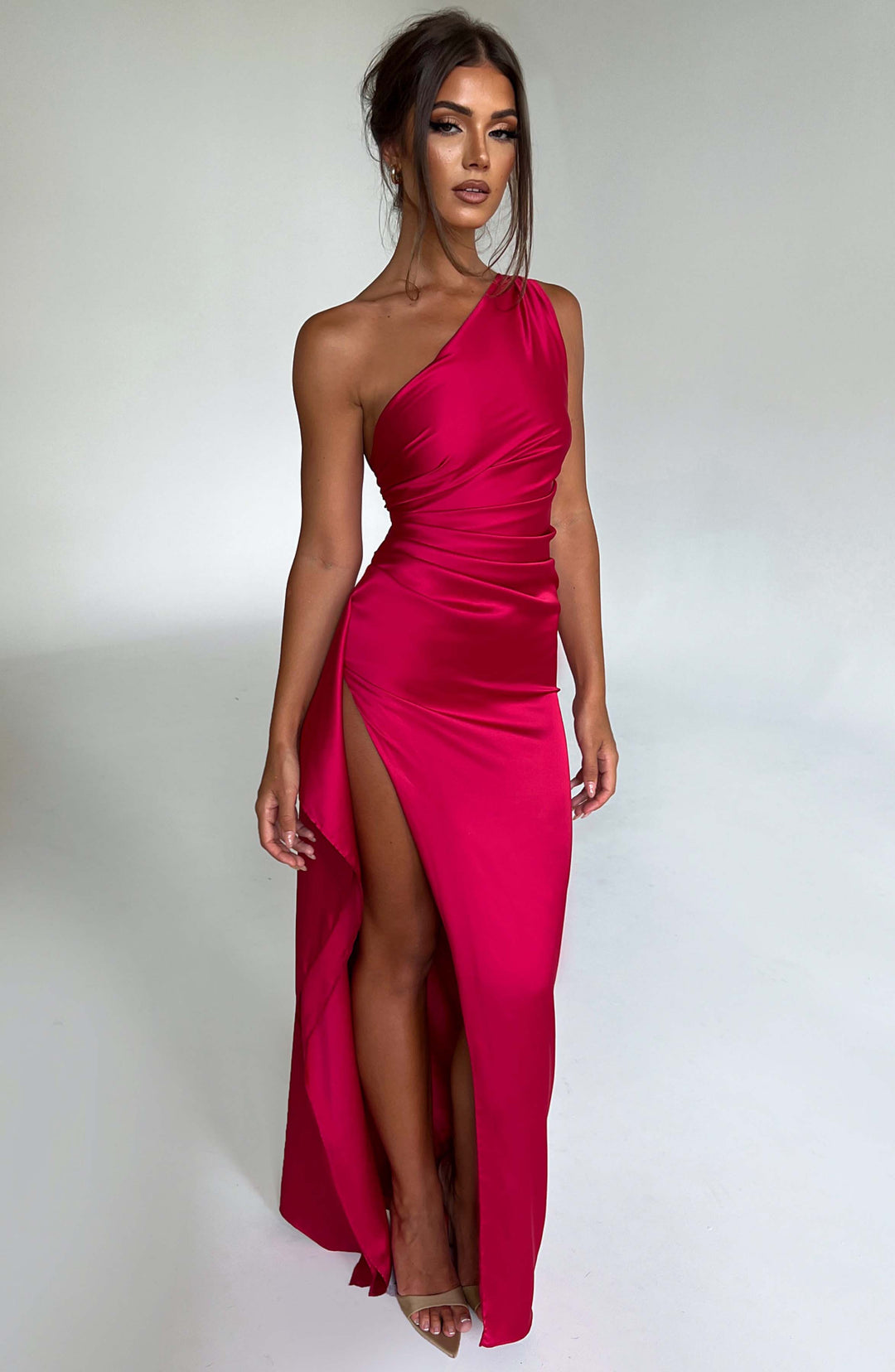 Leticia One Shoulder Satin Maxi Dress