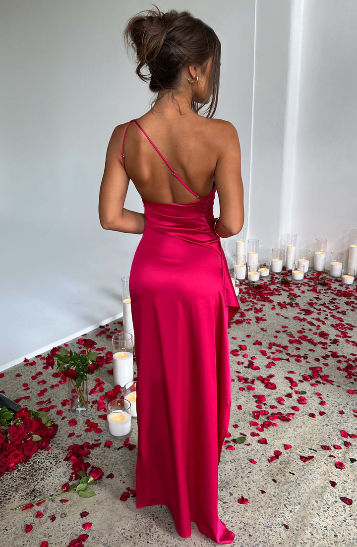 Leticia One Shoulder Satin Maxi Dress