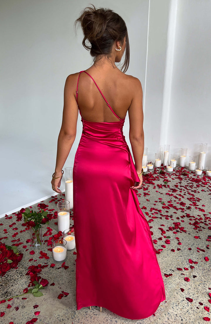 Leticia One Shoulder Satin Maxi Dress