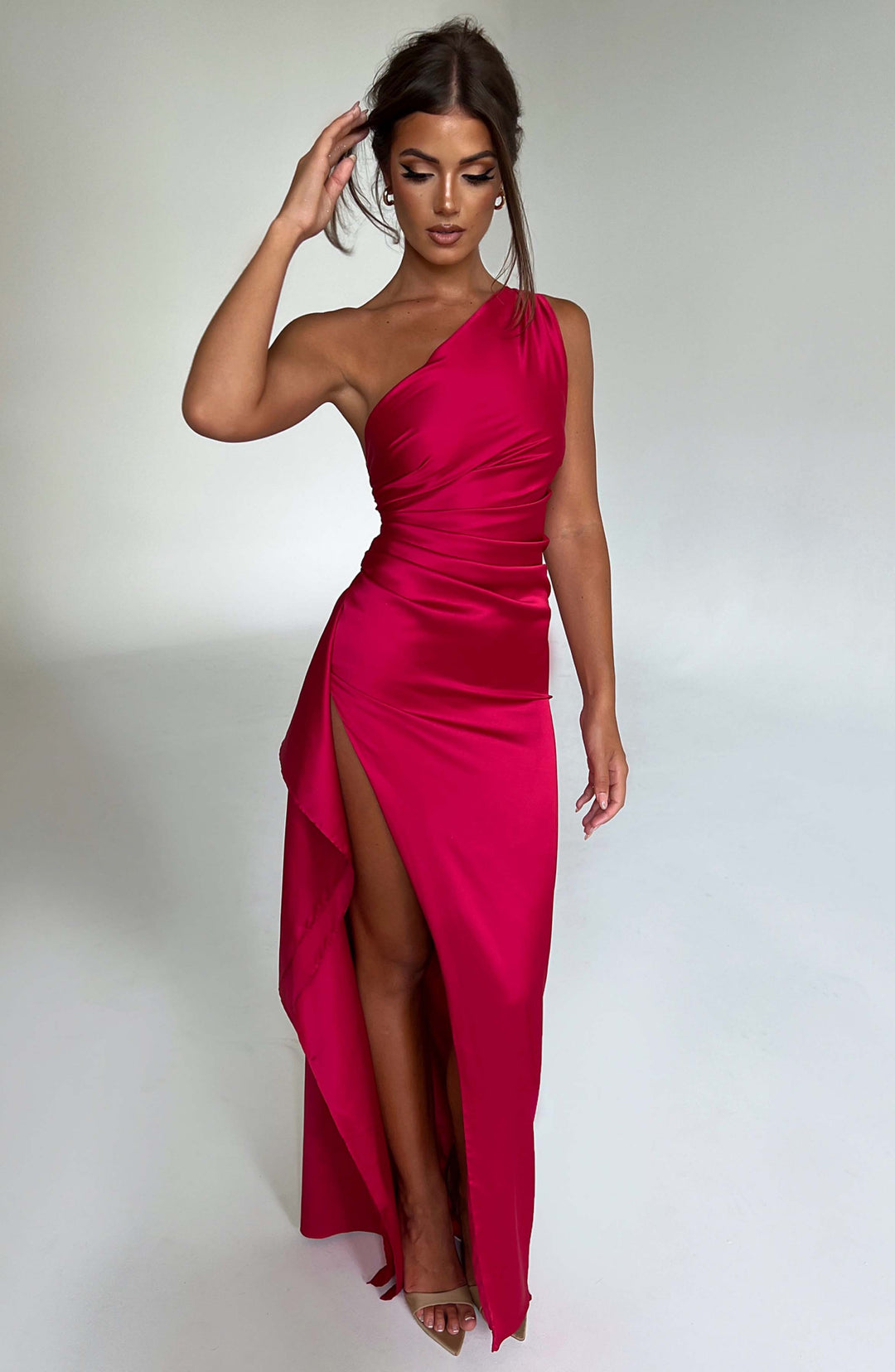 Leticia One Shoulder Satin Maxi Dress