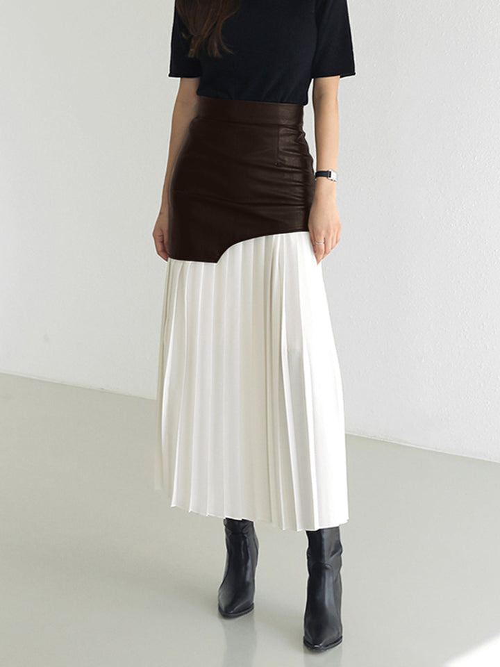 Arya Monochrome Pleated Midi Skirt
