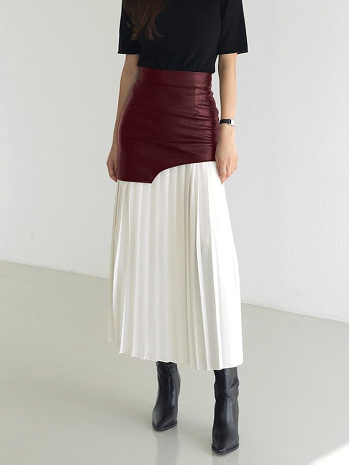 Arya Monochrome Pleated Midi Skirt