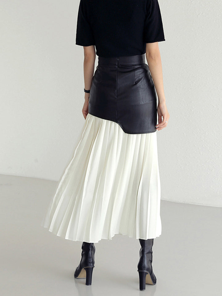 Arya Monochrome Pleated Midi Skirt
