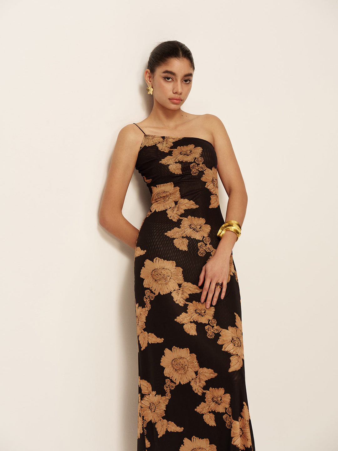Kiara Floral One-Shoulder Maxi Dress