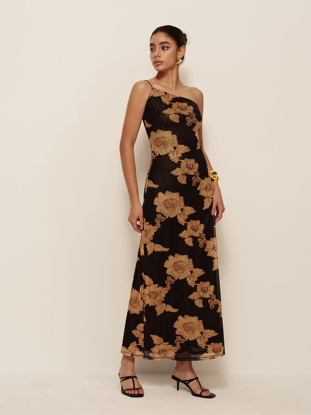 Kiara Floral One-Shoulder Maxi Dress