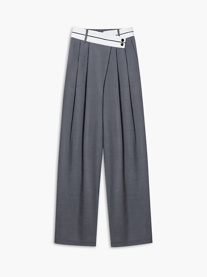 Eloise Contrast Waist Wide-Leg Trousers