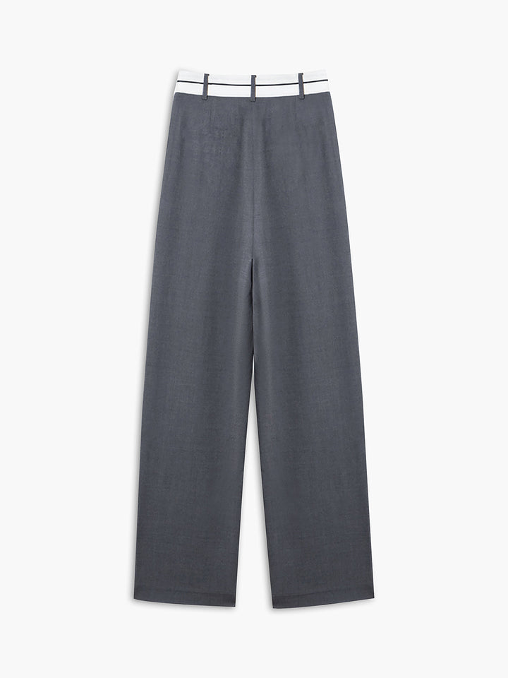 Eloise Contrast Waist Wide-Leg Trousers