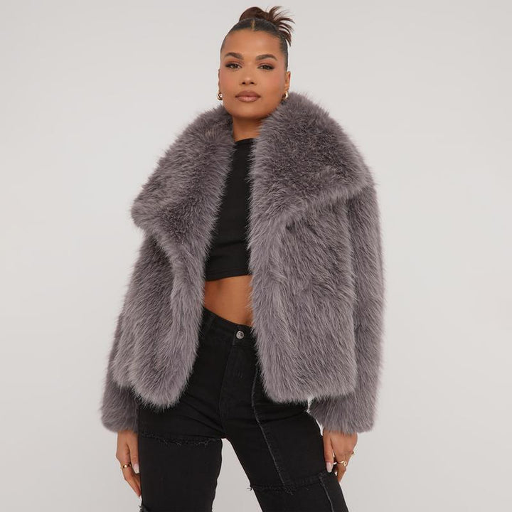 Arizona Plush Collar Cropped Jacket