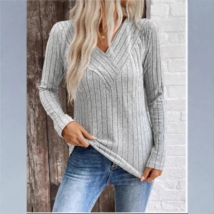 Jella Ribbed V-Neck Sweater