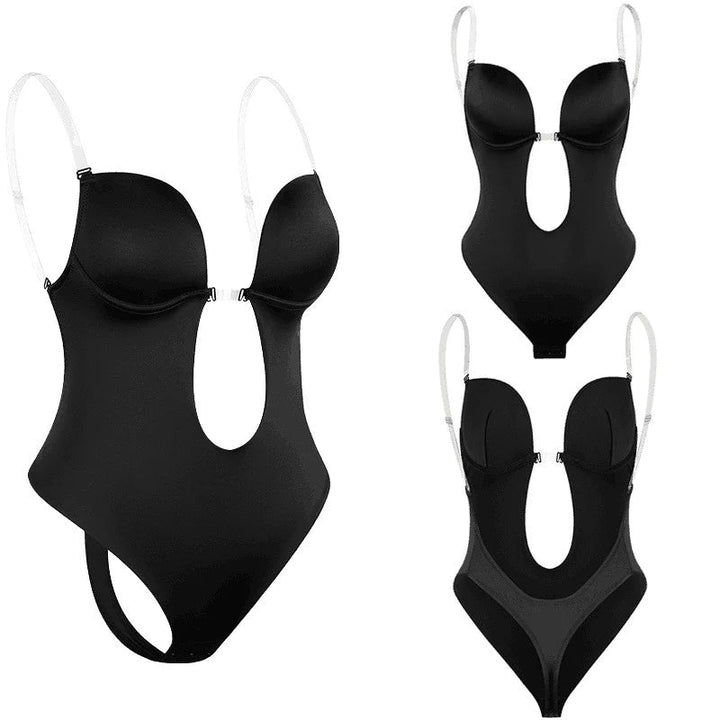 Elorie Deep Plunge Backless Shaping Bodysuit