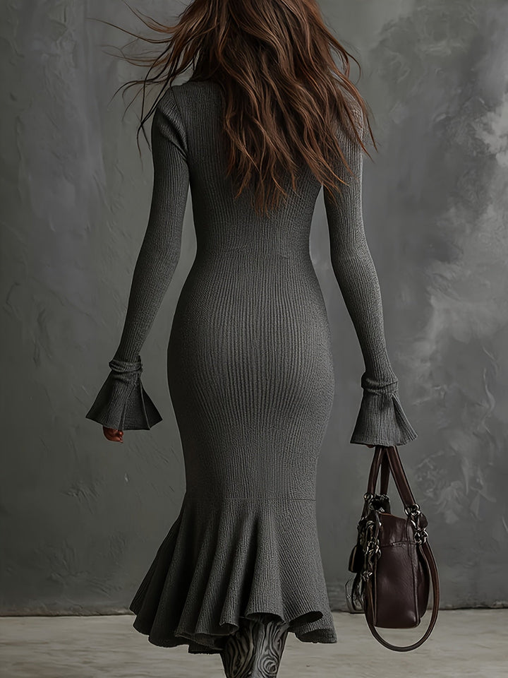 Leora Zip Neck Flared Maxi Dress