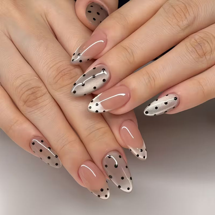 Silver Polka Dot Press-On Nails