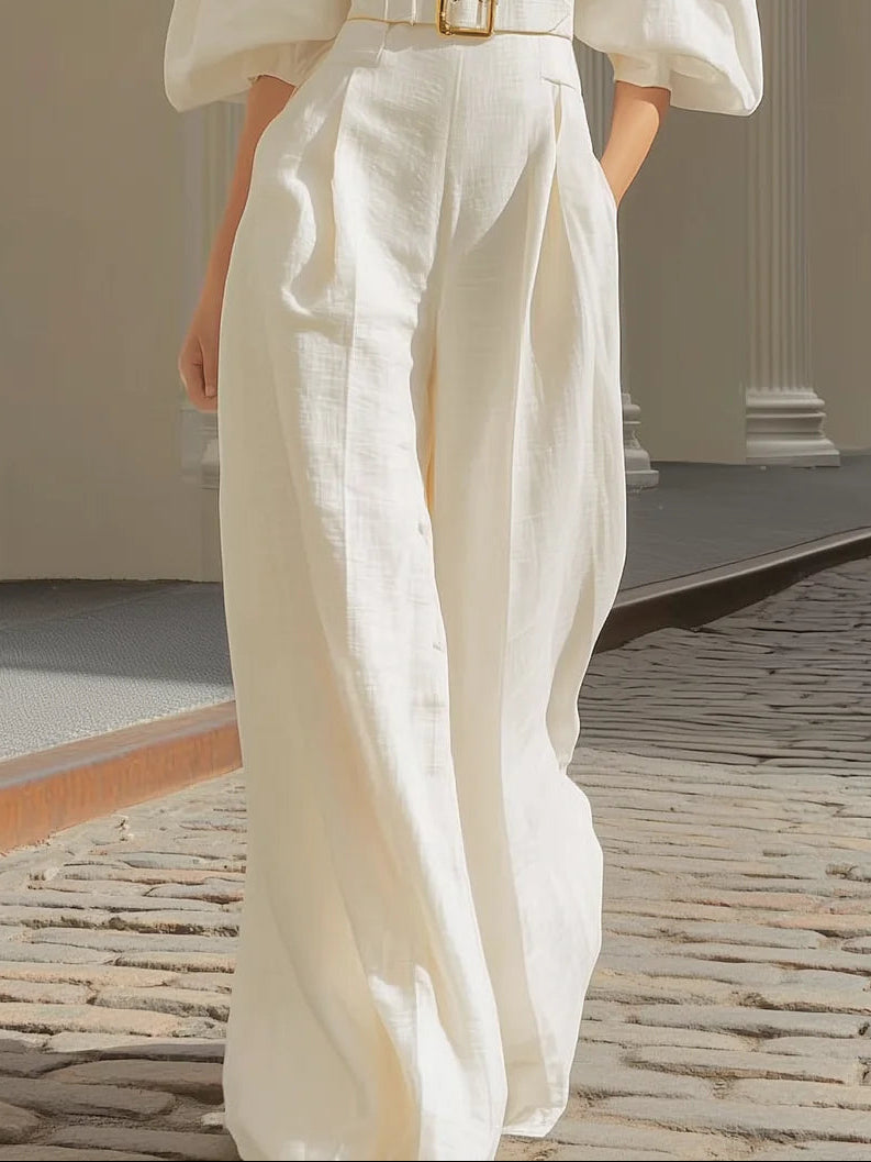 Leticia V-Neck Belted Wide Leg Jumpsuit