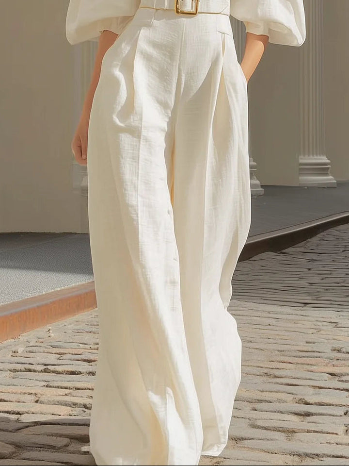 Leticia V-Neck Belted Wide Leg Jumpsuit