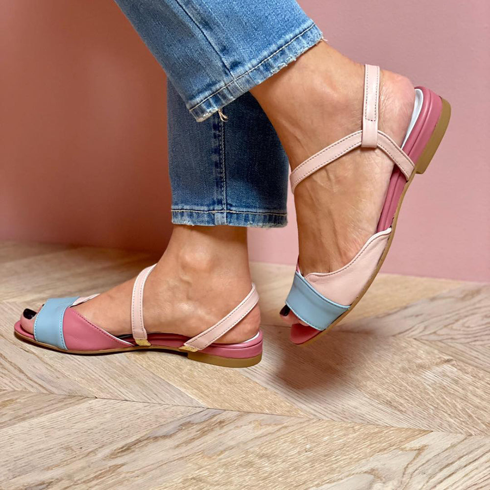 Roselina Sorbet Colorblock Flat Sandals