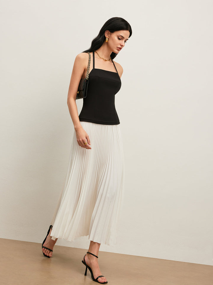 Melanie Monochrome Pleated Maxi Dress