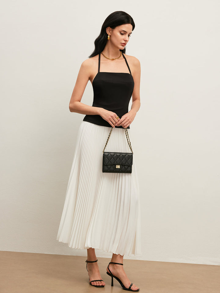 Melanie Monochrome Pleated Maxi Dress