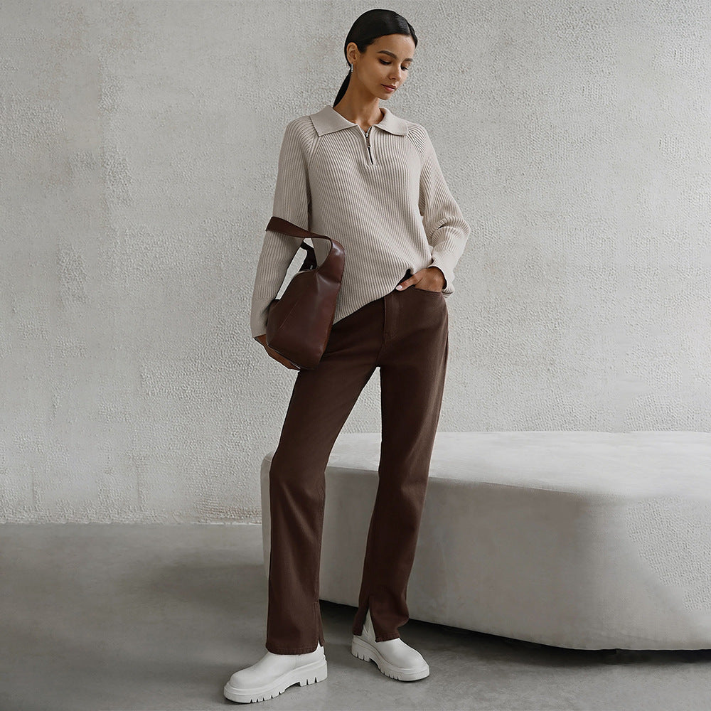 Meldy Half-Zip Rib Sweater