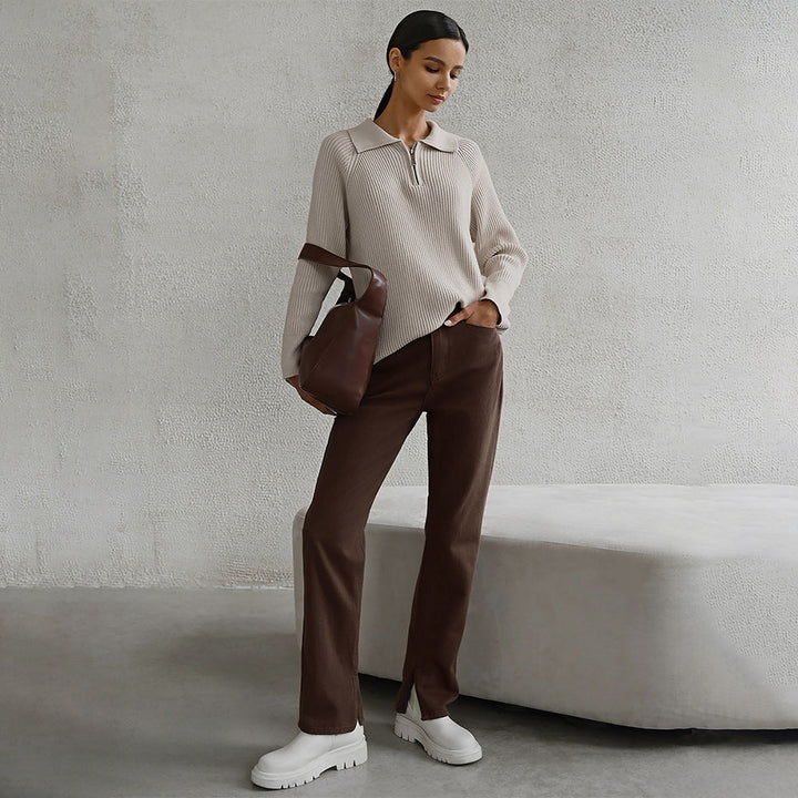 Meldy Half-Zip Rib Sweater