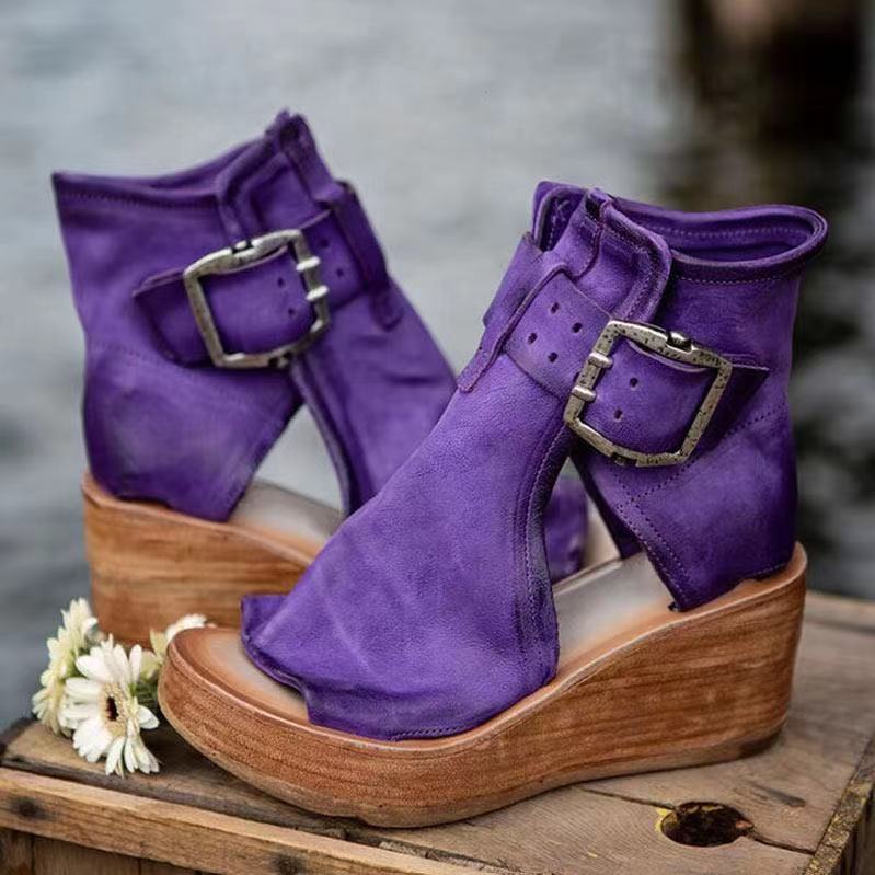 Dawn Sierra Buckle Wedge Booties