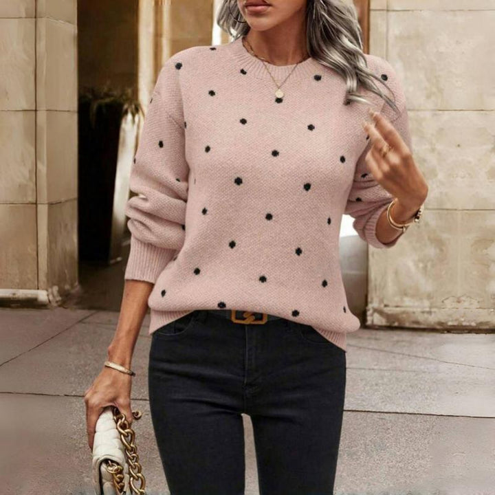 Inez Polka Dot Crew Neck Sweater