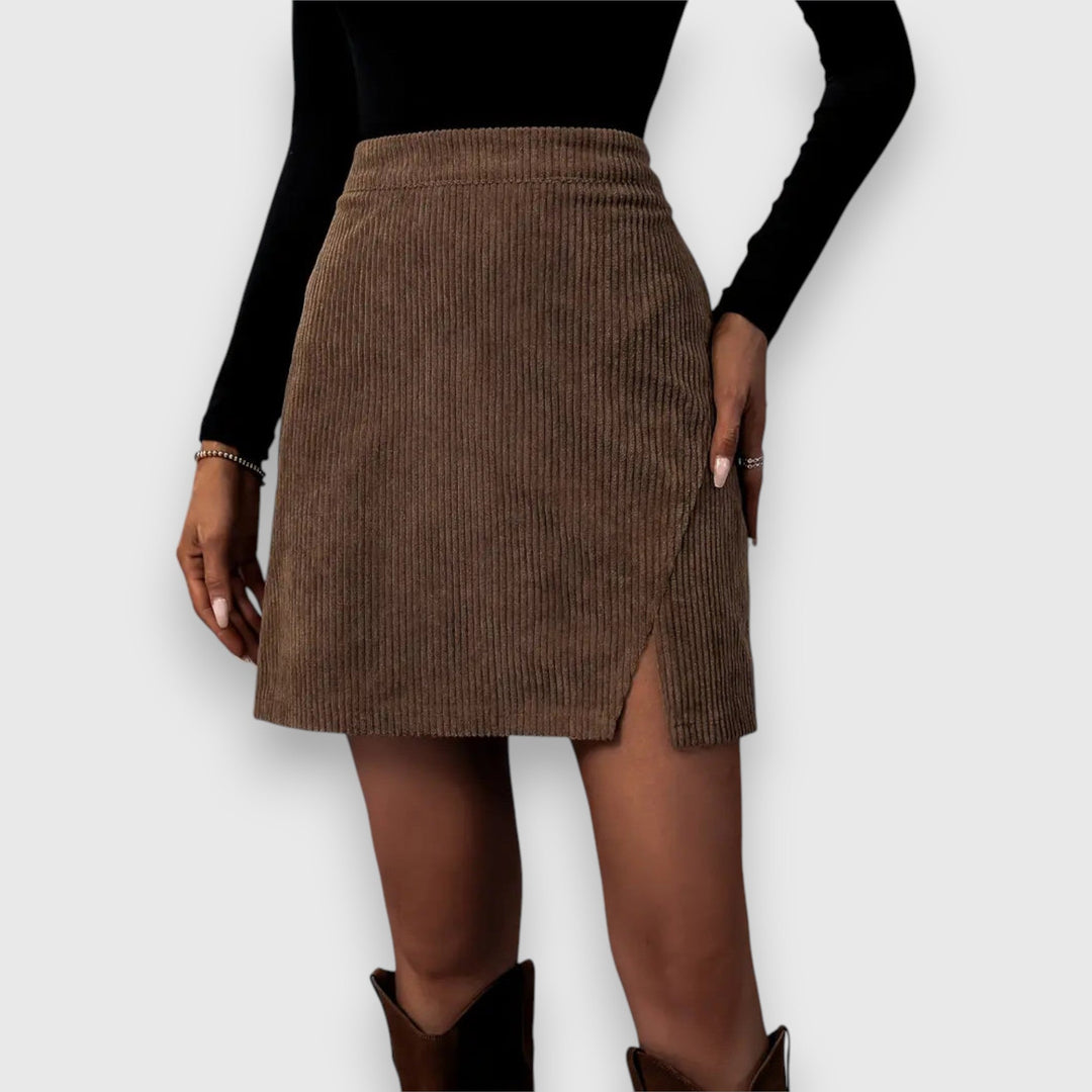 Kendra Ribbed Wrap Mini Skirt
