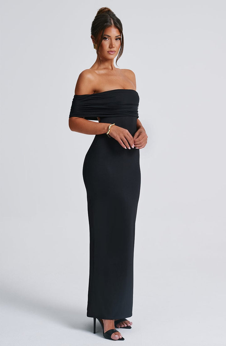 Leahlyn Draped Off Shoulder Maxi Dress