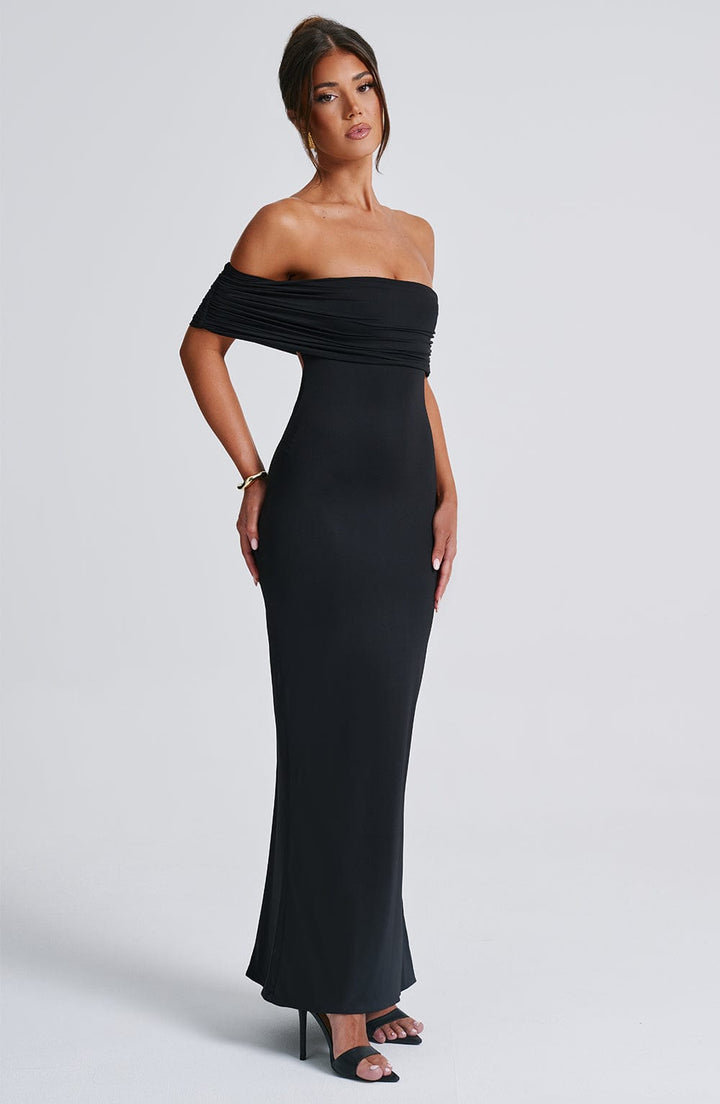 Leahlyn Draped Off Shoulder Maxi Dress