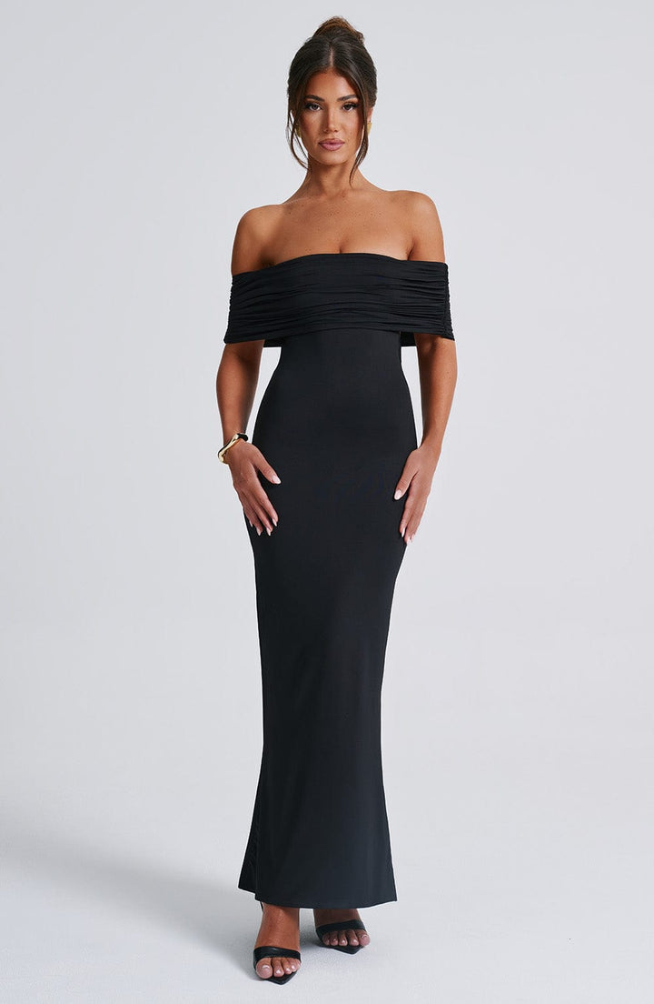 Leahlyn Draped Off Shoulder Maxi Dress
