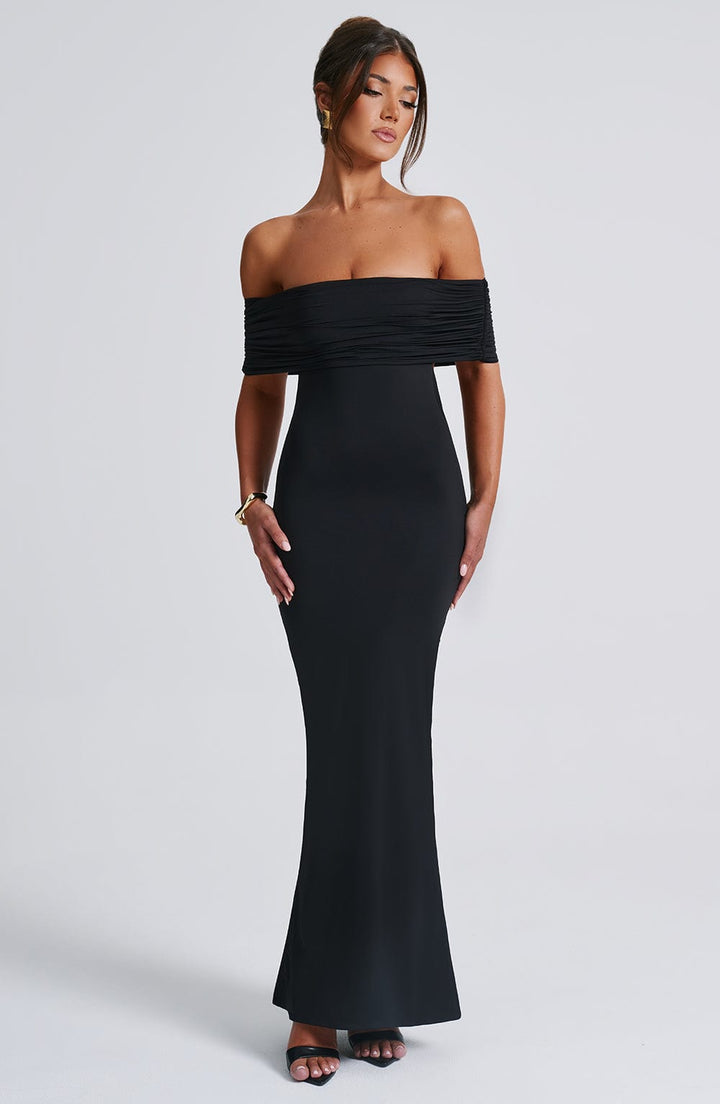 Leahlyn Draped Off Shoulder Maxi Dress