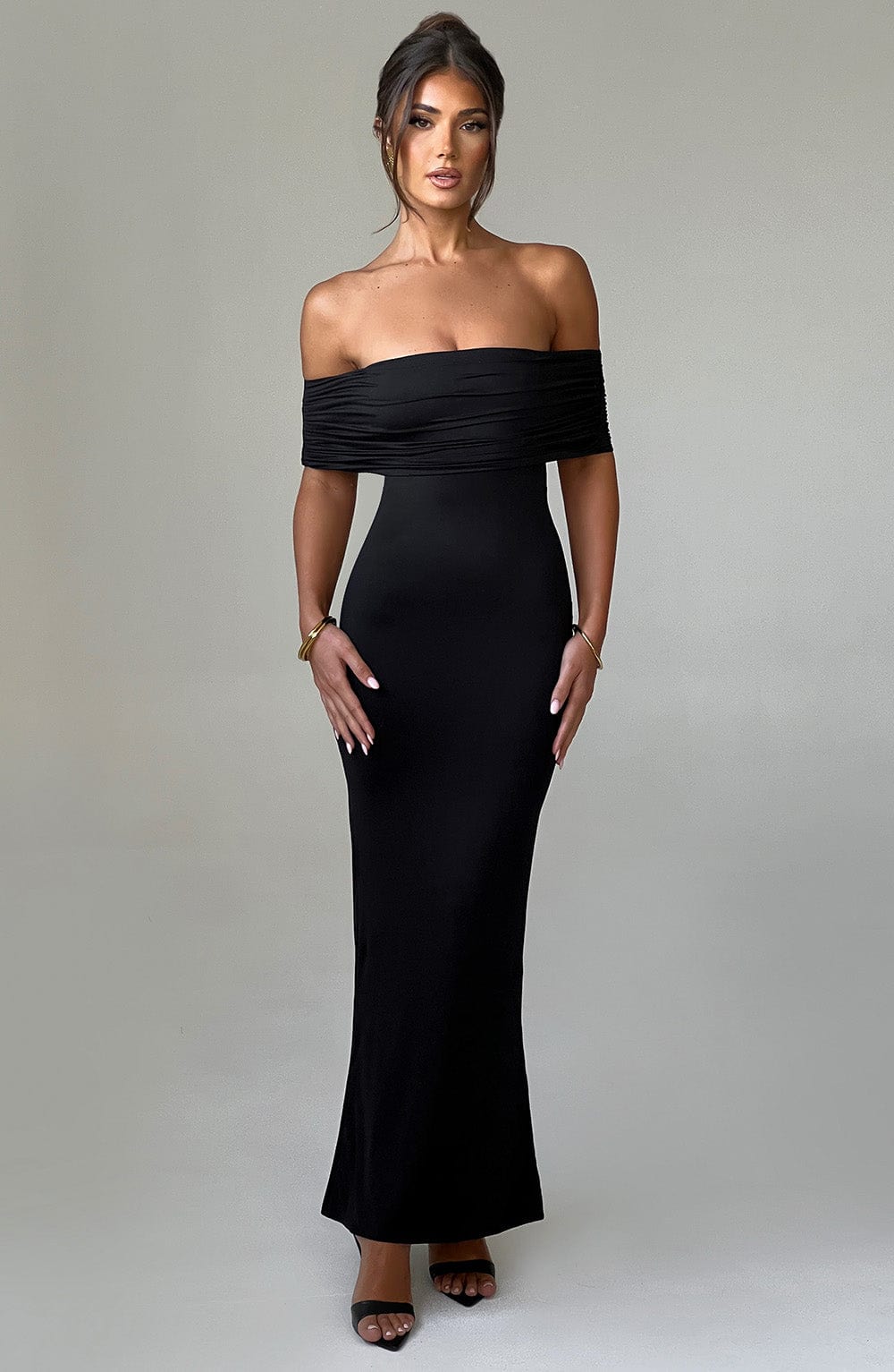 Leahlyn Draped Off Shoulder Maxi Dress