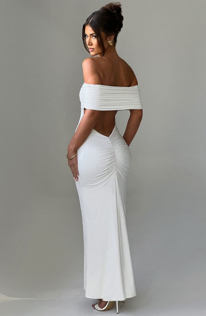 Betty Off Shoulder Open Back Maxi Dress